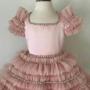 Unique Pink Girl’s Dress – Size 7 Years – One-of-a-Kind Handmade